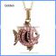 Wholesale Rhinestones Pave Metal Tropical Fish Hollow Cage Chime Box Pendant Pregnancy Necklaces For Mother BAC-M044