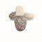 Plush cow texture warm indoor slippers with closed toe eva sole