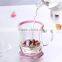 fancy tea set double wall borosilicate glass cup with lid