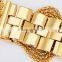 square crystal dial brand watch IP golden chain women bracelet wrist watches relogio feminino