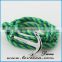 Wholesale fashion nylon rope silver anchor bracelet