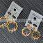 Fashion Sweet Flower Stainless Steel Gold Plated Locket Glass Crystal Drop Earrings for Women
