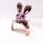 Young lady favourite diamante wine red smart rubbit rings