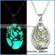 Luminous Necklace Magical Aqua Blue Tree Round Glow In Dark