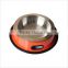Hot sell Dog bowl with Side Grip handle rubber ring metal Stainless Steel Eating Surface animal Pet feeder/waterer