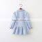 Hot sale baby girl blue and white strip cotton shirt for weekday style