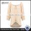 Brand Customzied Linen Plain Beige Blouses Tops For Ladies Casual Cotton Crochet Cold Shoulder Tops