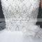 Cream Sleeveless A-line Tiered Wedding Dress Beaded Corchet Cut Out Back Crisscross Bride Grown