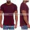 Hot Sale Fashion Streetwear Oxblood Cotton Elastane Fishtail Shirt Mucle Fit Longline Short Sleeve t Shirt With Side Split