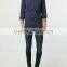 new model Navy blue Double Pocket Twill Long Sleeve Casual Shirt