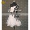 CE739 Made In China Customized One-shoulder Black Lace White Short Cheap Cocktail Dresses