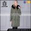Fashionable design khaki hooded parka jacket womens