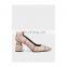 Ladies handmade good quality design high tartan cylindrical heels pumps sandals shoes(sandalias mujer)