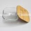 customized  square empty glass container with bamboo wooden lid