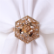 Hexagon Napkin Ring Holder With Rhinestone Flower Design