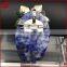 Fashion handmade wire wrap oval sodalite jasper & white shell flower blue crystal beads brooch