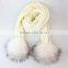 RRSC001C 2015 New Design Removable Raccoon Fur Pom Pom Knitted Scarf Real Fur Knitted Kids Scarf