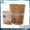 Kraft Paper Stand Up Pouch Bag With Window and Die Cut Handle For Food Packaging