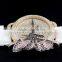 Guangdong factory luxury full pave synthetic diamond beautiful lady watch with diamonds