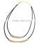 Fashion two strands of synthetic leather two gold plated tube design necklace
