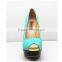 double platform shiny green peep toe shoes