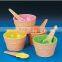Colorful ice cream serving bowl set with embossed logo
