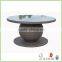 Malaysia style made tempered glass plastic dining table and chair