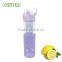 Simple design glass water bottle with colorful silicone sleeve and fruit infuser/tea filter