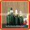Glossy Green Glass Essential Oil Bottle With Rubber Dropper Sealling Type With Golden Silver Lid
