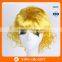 Gold small head curly wig, lady short hair wig blonde