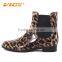 New design leopard printing PVC ladies fashion rain boots
