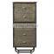 Industrial metal frame wood top Bookcase with fluted doors