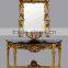 Gold leaf with natural marble top antique reproduction console table for sales