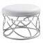JR-01 Modern contemporary white color genuine leather crystal tufted leisure neoclassic stools ottoman chair