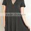 designer one piece short dress V-NECK TEE DRESS 95% RAYON 5% SPANDEX STRAPPY SOLID JERSEY KNIT party dress lady