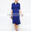 Elegant fashion fancy wiggle wrap maternity navy dress with belt