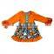 Lovely beautiful Long-sleeved Halloween The pumpkin design Stitching lace casual branded boutique girls clothing dress