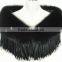 YR279 Detachable Big Fur Collar Real Raccoon Fur Shawl With Rabbit Fur Tassel