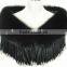 YR279 Detachable Fur Collar Genuine Fox Fur Shawl With Rabbit Fur Tassel