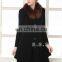 Black color women's cashmere winter coat with Fur collar
