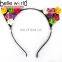 Fashionable Rose Long Cat Ear Metal Hairbands Flower Party Decorative Headbands for Wedding