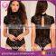 2017 short sleeve black slimming lace bodysuit for women