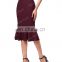 Kate Kasin Occident Women's Fashion OL Causal Wine red Mermaid Hips-Wrapped Pencil Skirt KK000241-2