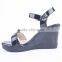 Mature sexy women wholesale shiny upper material high heel platform wedge sandals