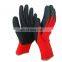 Non Slip Coating Red Nylon Knit Rubber Palm Coated Crinkle Latex Protection Safety Work Gloves