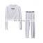 2020 Hot sale fashion, print yoga set slim long sleeve crop top high waist leggings two piece set women/