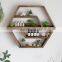 Geometric Honeycomb Hexagon Floating Wall Shelves Rustic Wooden Display Shelf for Crystals  Stones Essential Oils