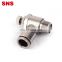 SNS JJSC Series one touch L type 90 degree elbow nickel-plated brass air flow speed control fitting pneumatic throttle valve