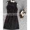 black and white peter pan high collar bodycon career professional dresses