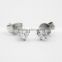 Trendy steel earring studs with clear crystal office lady stud earring with heart crystal